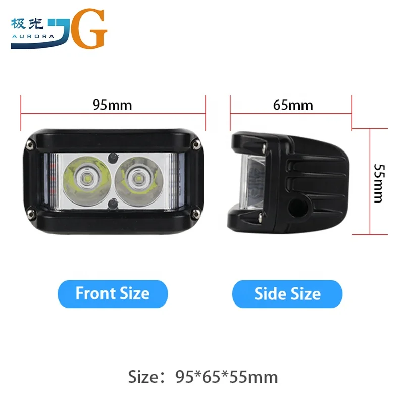 26W Shooter Blue Red Flash Combo Lights Square Driving Fog Light Led Offroad Work Auxiliary Lights for Motorcycles UTV ATV