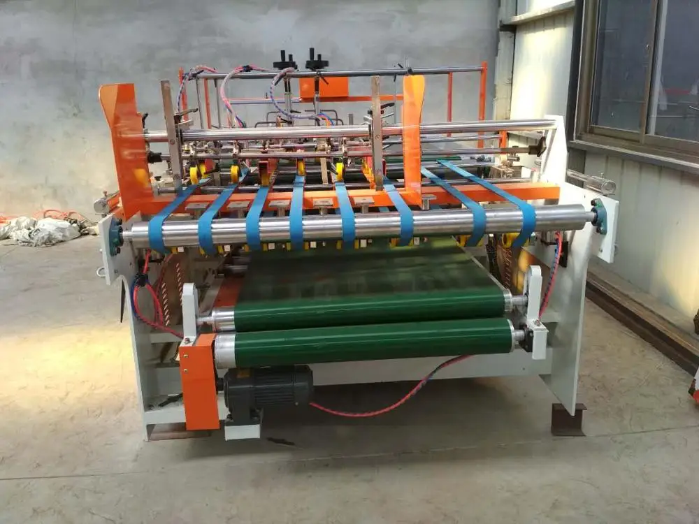 semi-auto paper box folding gluing machine with bottom locked