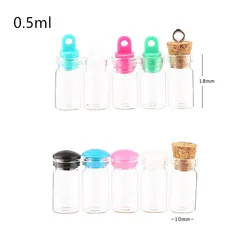 Mini 0.5ml1ml1.5ml2ml glass wishing bottle with plastic wood plug nail accessory sealed container