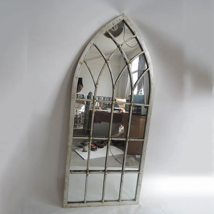 Vintage Arch Wrought Iron Stand Large Antique Decoration Wall Mirror