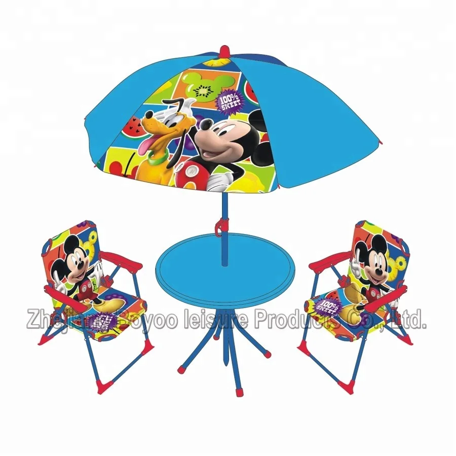 Popular Kids Outdoor Use plain colour portable folding table and chair garden patio set for kids
