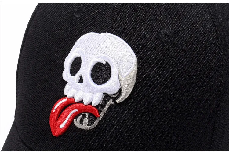 
Factory Wholesale Custom Embroidery Bend Down Baseball Hat With Skull Pattern 