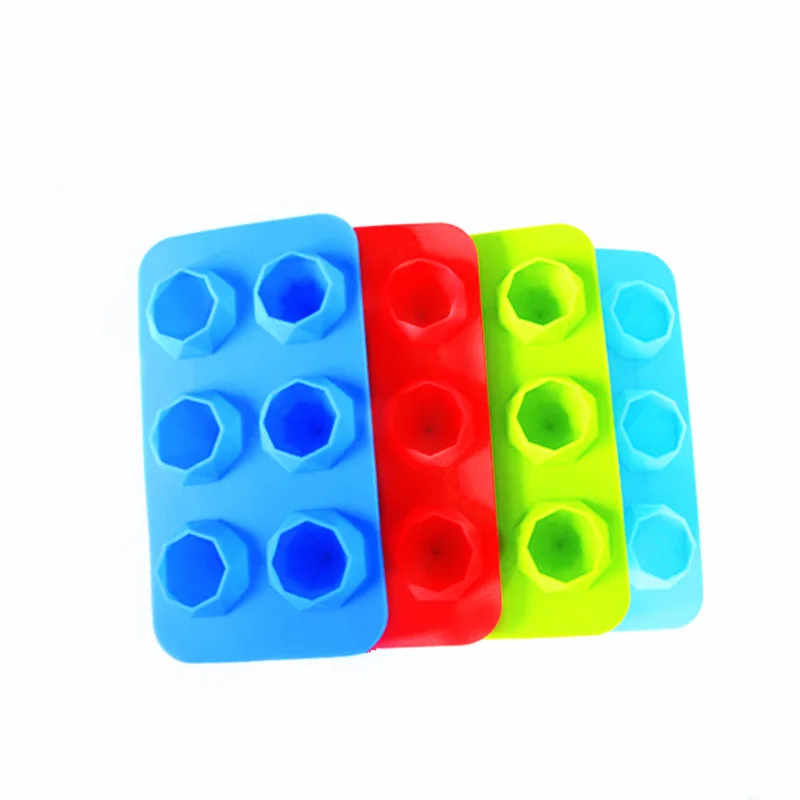 Wholesale 100% food grade 6 cavities diamond silicone ice cube trays