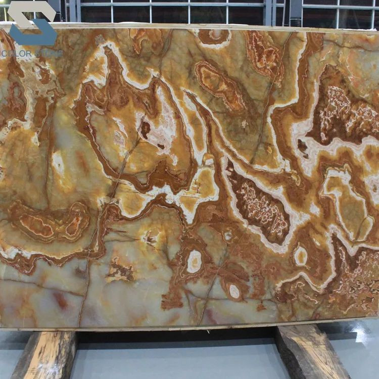 Cross cut Tiger onyx plate types of onyx marble slab