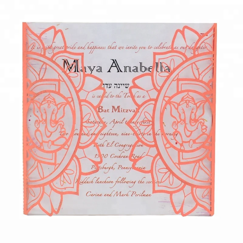 wedding invitation card laser cut white ganesh buddha card invitation wedding