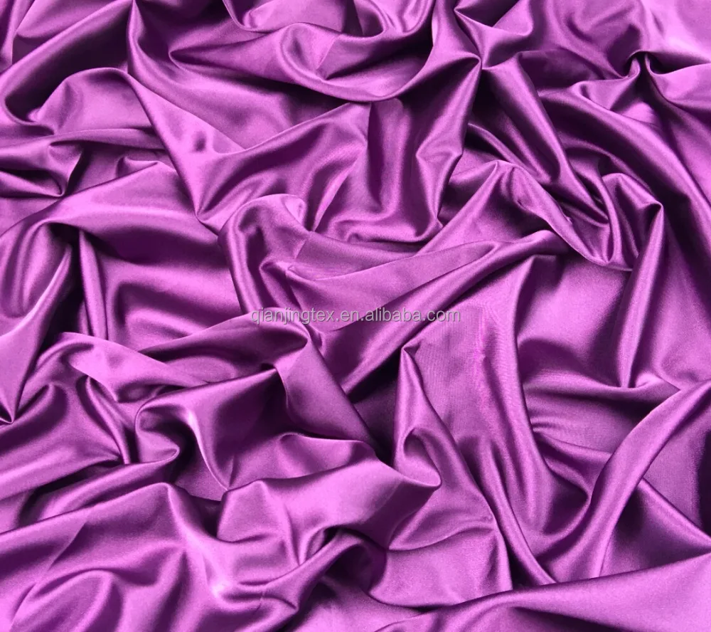 
Factory price 94% polyester 6% spandex shiny stretch satin fabric at price 