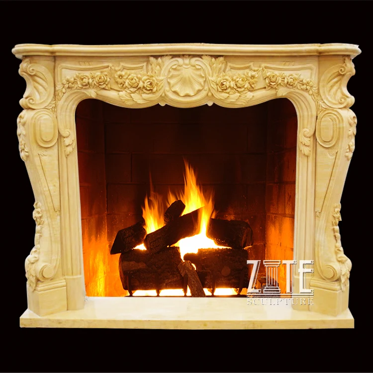 Home Decorative Popular rustic marble fireplace mantels