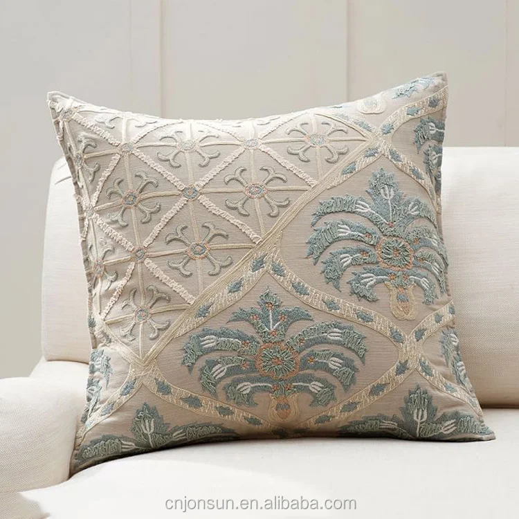 100% хлопок вышитые подушки крышки холст наволочки оптовая продажа
