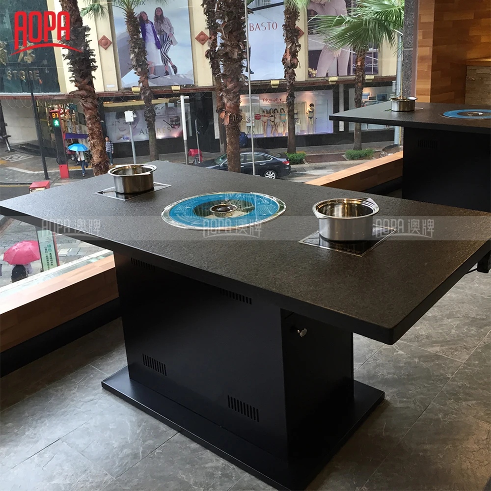 AOPA korean barbecue smokeless grill table for restaurants