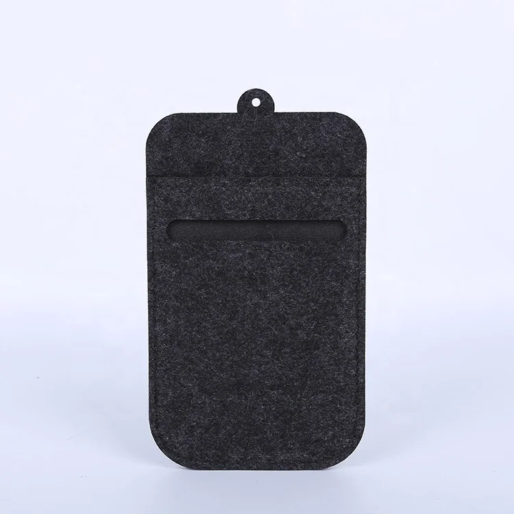 Manufacturer New Design Eco-friendly Cheap Felt Mobile Phone Pouch with Leather Card Pocket