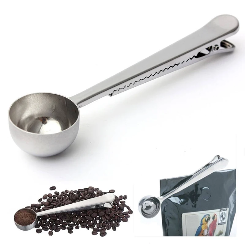 
High quality stainless steel coffee tea measuring spoon with Integrated Seal Bag Clip Tools Tea Scoop 