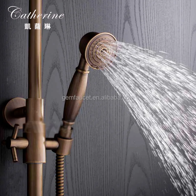 
exposed wall mount antique shower column set 