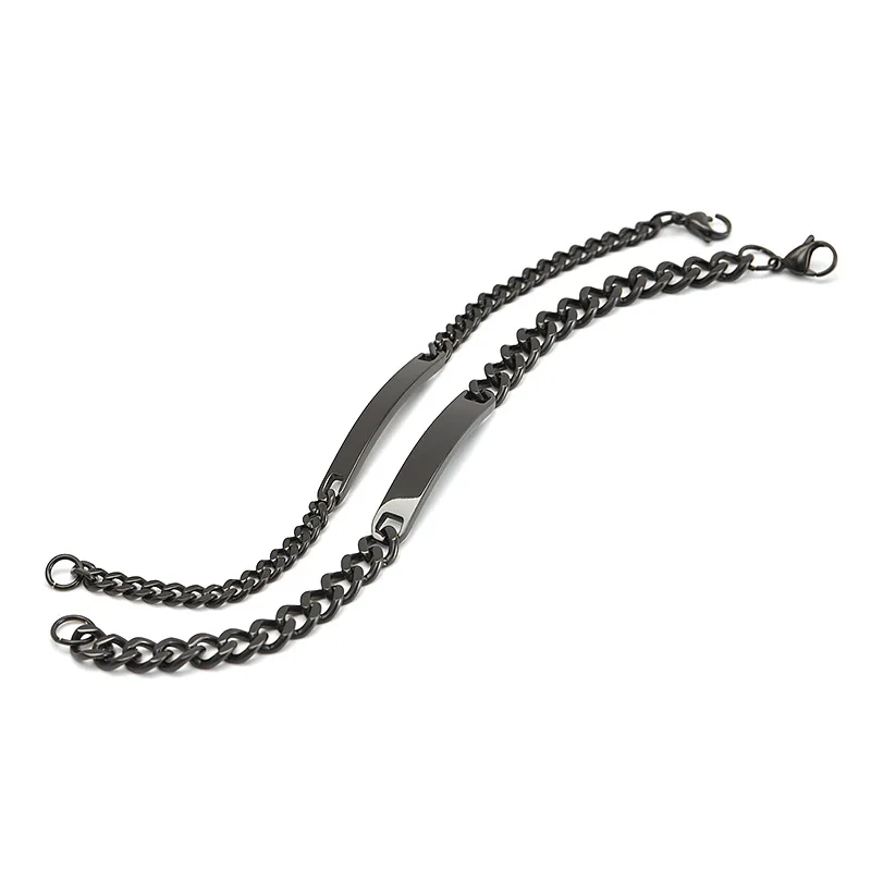 
Retro Customize Mens Wholesale Sliver Engraved ID Bracelet Customer LOGO Stainless Steel Men Bracelet & Bangle 