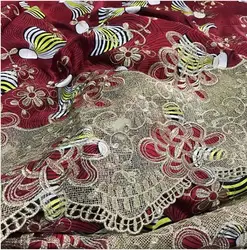 Queency Hot Selling Silk Stones Ankara Fabrics Guipure Ankara Embroidery Vintage African Print Fabric