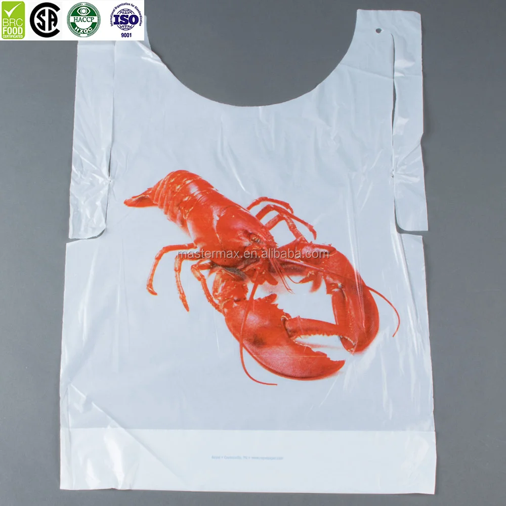 
Custom design adult restaurant use bibs disposable plastic bibs 