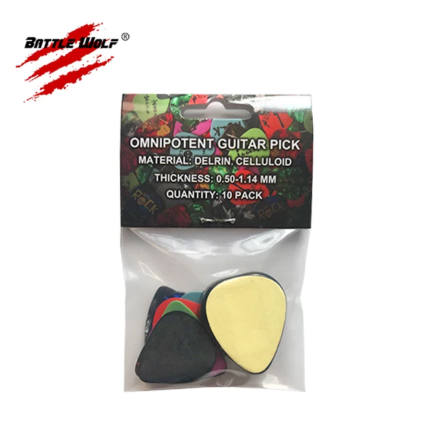 10pcs Different Designs 0.50mm-1.14mm Celluloid and Acetal Material Picks Guitar Custom With a Pick Holder