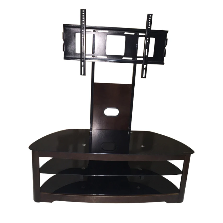 Подставка под телевизор изогнутая деревянная с натуральным лаком, угловая Подставка для телевизора черного и орехового цвета с ЖК-дисплеем 32 ~ 55 дюймов