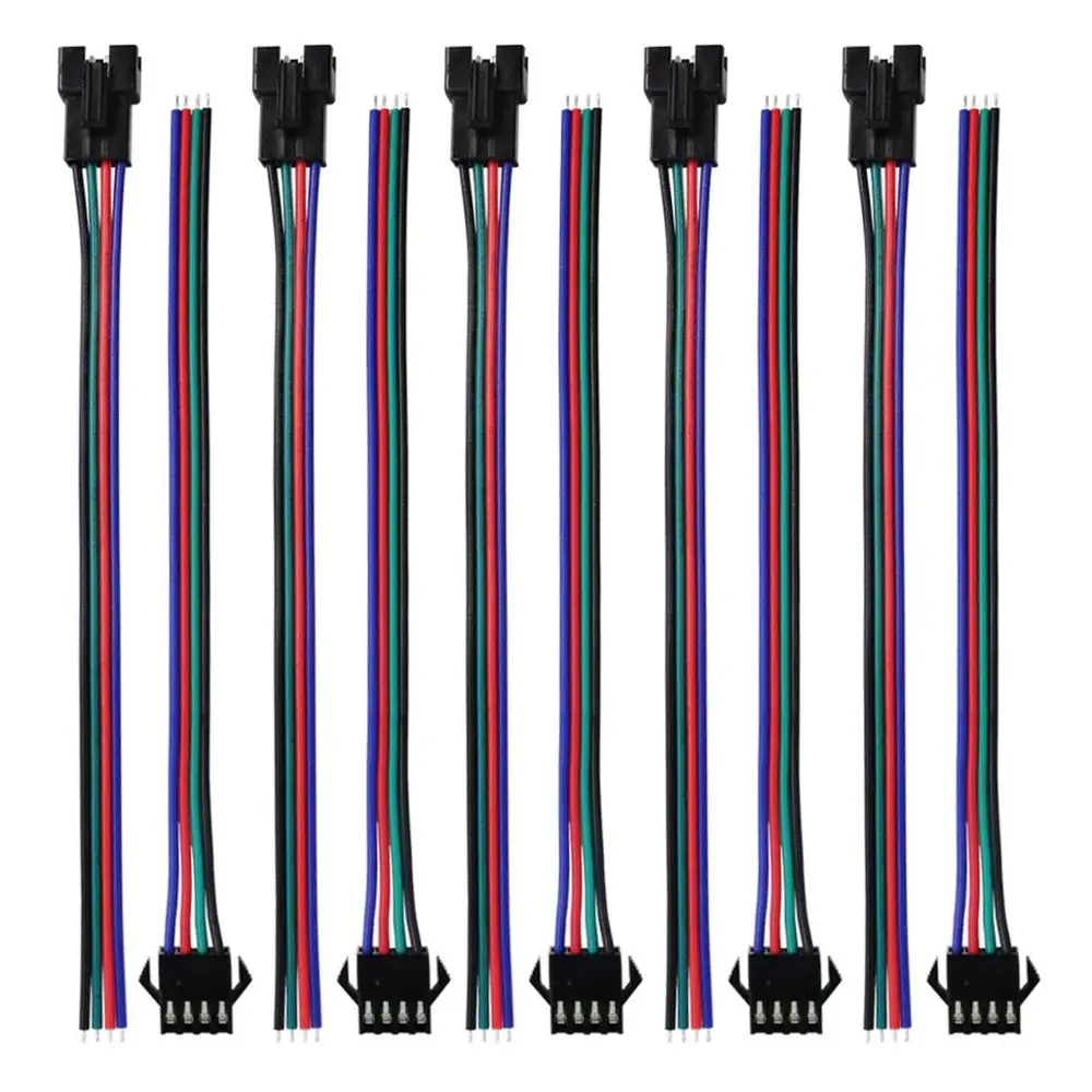 
JST SM 2.50mm Pitch LED Strip Wire Connectors 4 Pins Male Female Cable for RGB Strip 