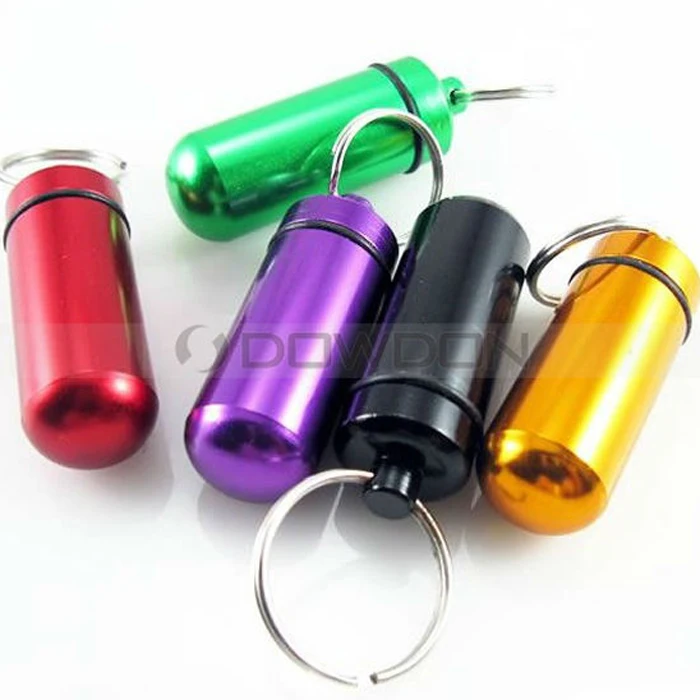 Geocache Pill Container Box Case Cache Drug Vials Aluminum Key Ring