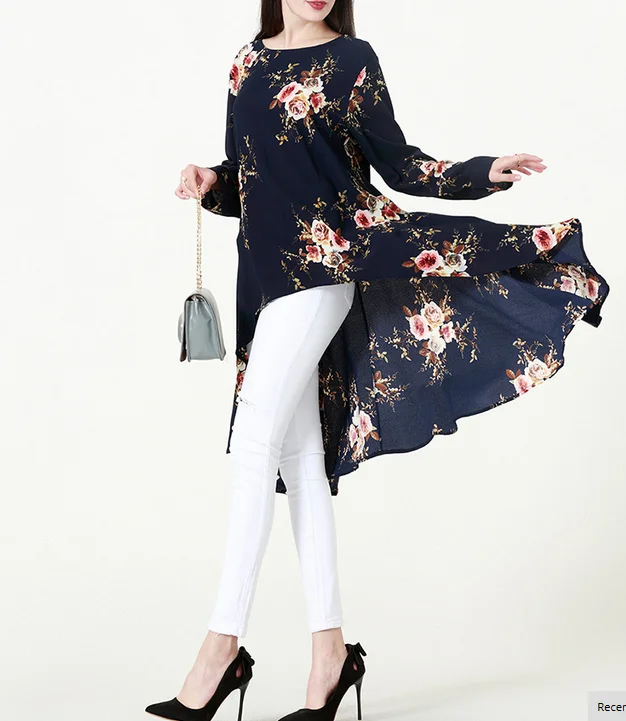 2022 oem service pretty Islamic clothing arabic muslim printed tunic top for women