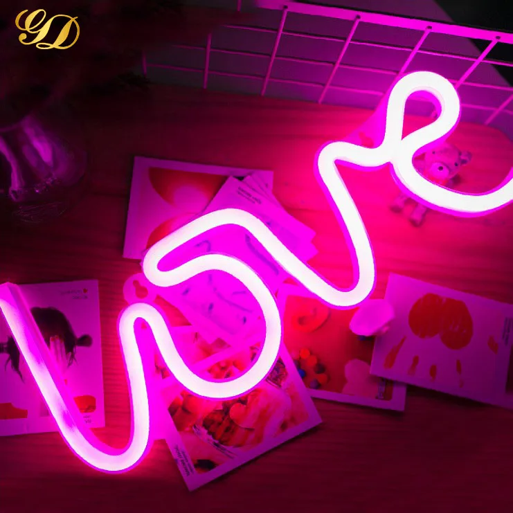 
Free Sample Christmas Neon Sign Battery&USB Operated Love Shape Neon Light 