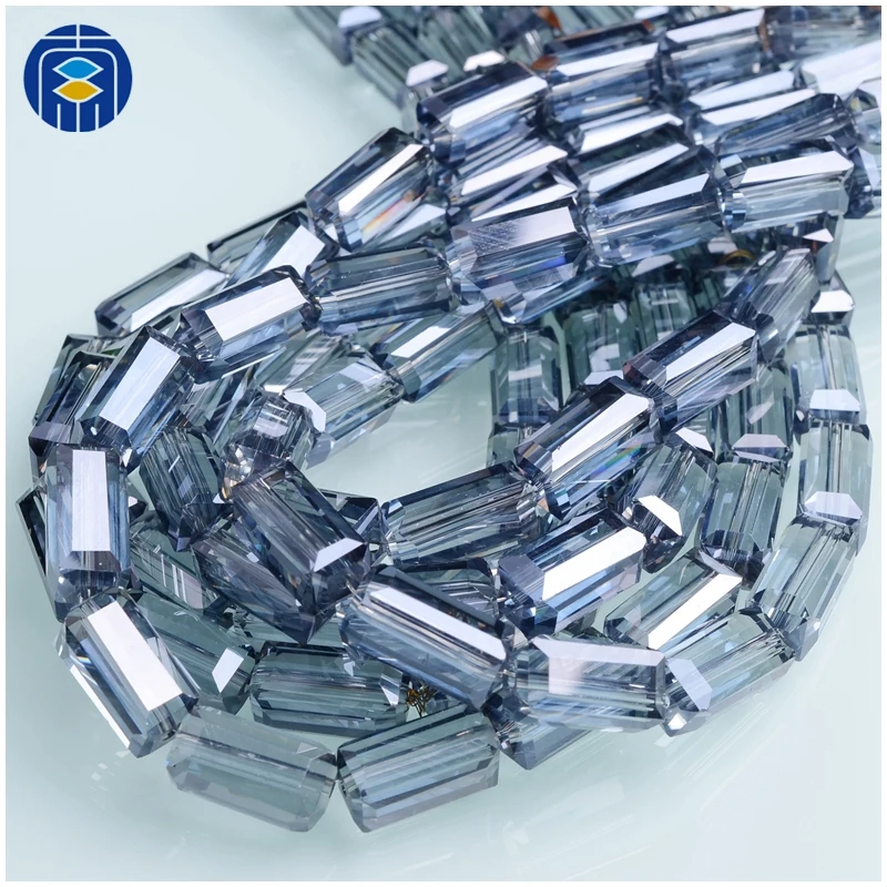 
Faceted Crystal Glass Rectangle Square Tube Crystal Long Cube Stick Beads 