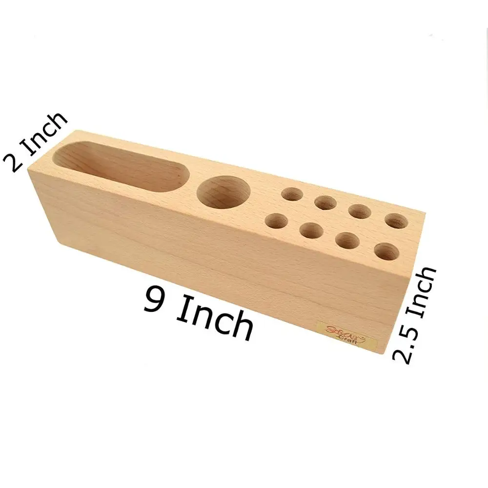 Multipurpose Wood Pen Stand 10 Slots Desk Organizer Wood Pencil Holder