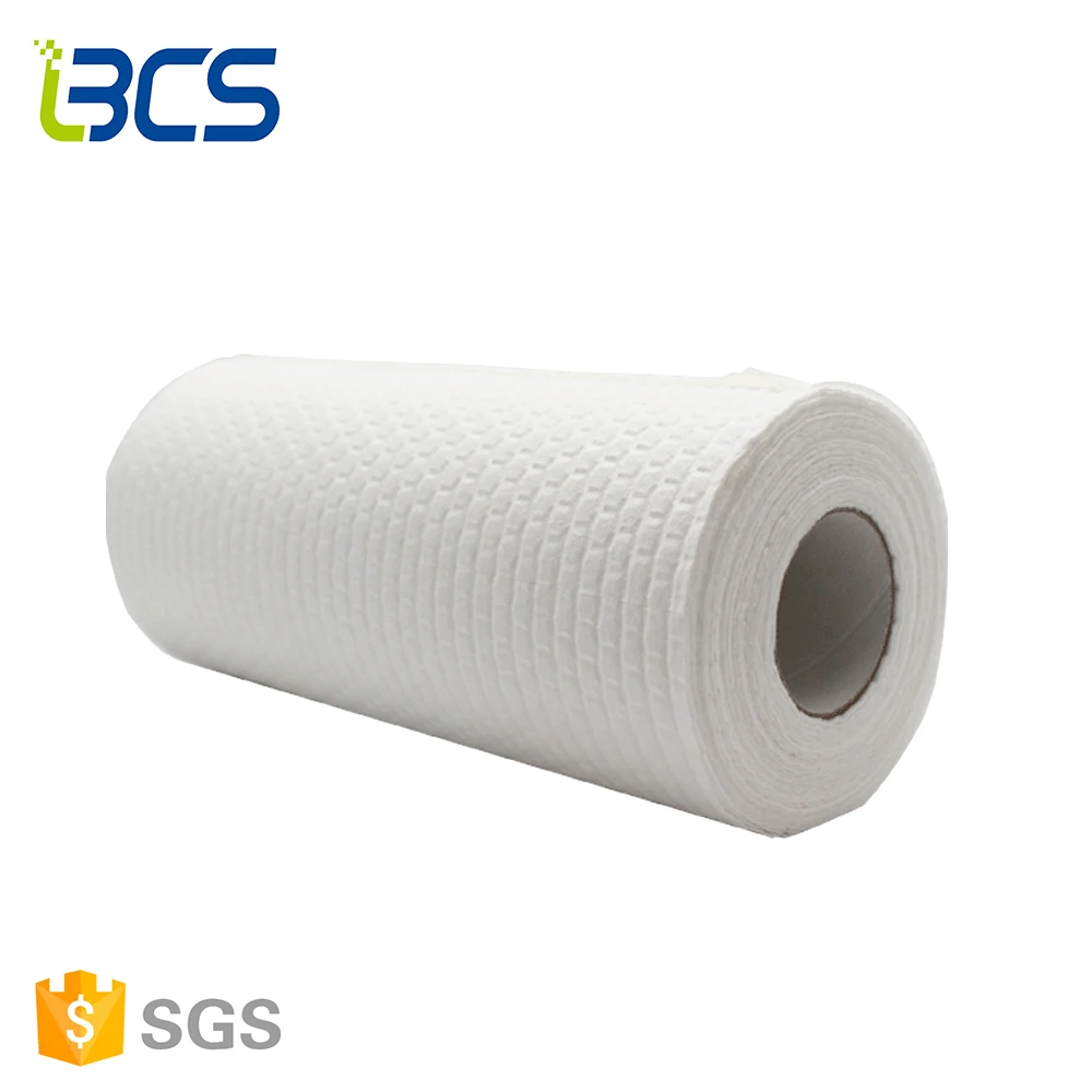 
Reusable White Woodpulp/Polypropylene Recycled Non-woven Towel Strong Washability Kitchen Paper Roll 
