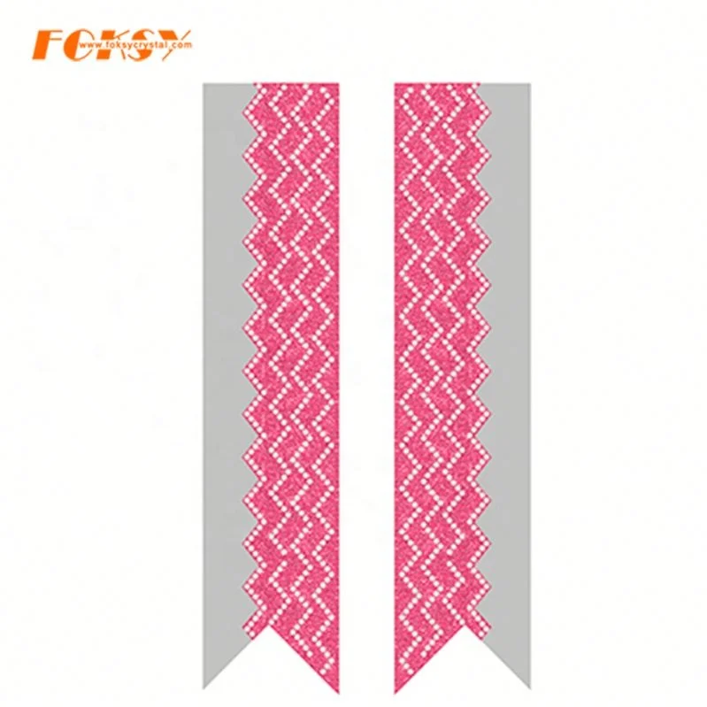 cheer bow ribbon strip hotfix rhinestones heat transfer Iron on grosgrain with glitter vinyl for girls