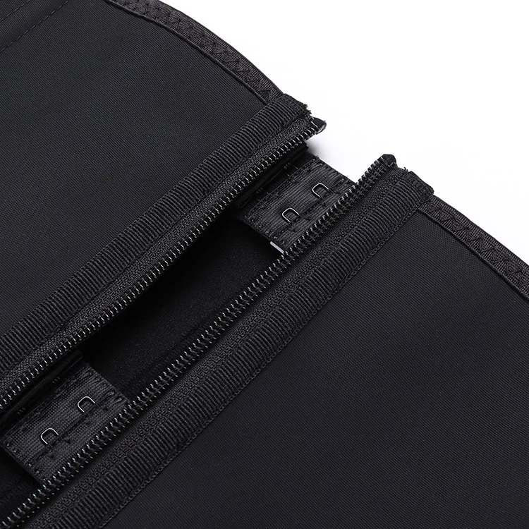 Triple Zipper and Clip Latex Waist Trainer Black Zip and Clip Waist Trainer Corset Steel Boned Body Shaper Plus Size 6XL