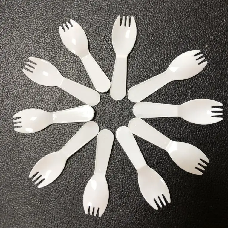 wholesale PS plastic spoon white spork disposable tableware unit pack trifle patisserie cake spoon dessert