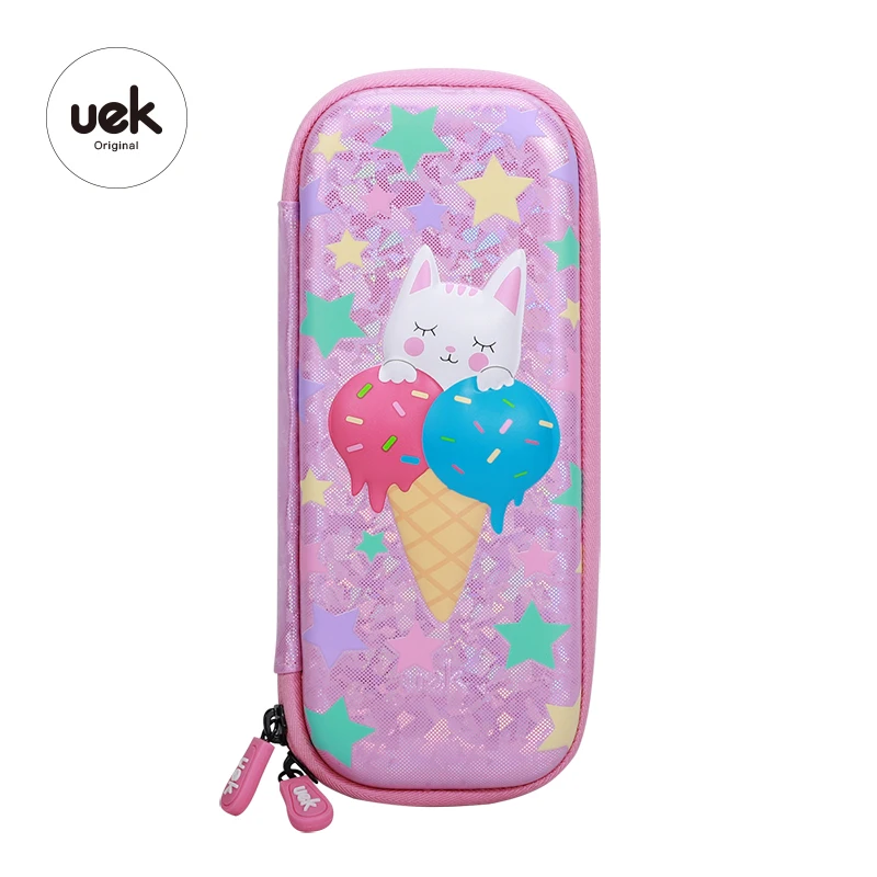 Uek kids cute sweet girls unicorn pencil box cat 3D pencil case animal children kawaii stationery