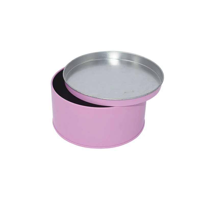 Розовая плоская железная круглая Косметическая металлическая упаковочная коробка от производителя