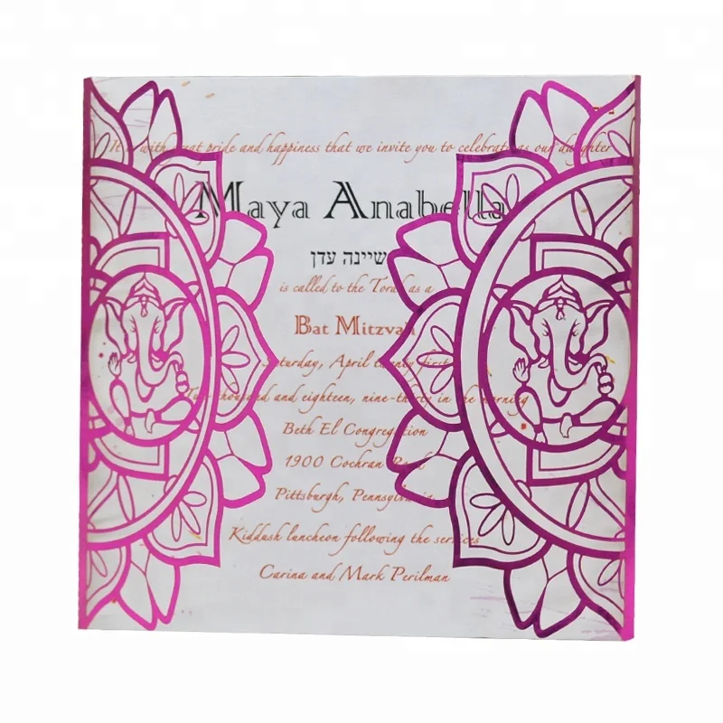 wedding invitation card laser cut white ganesh buddha card invitation wedding