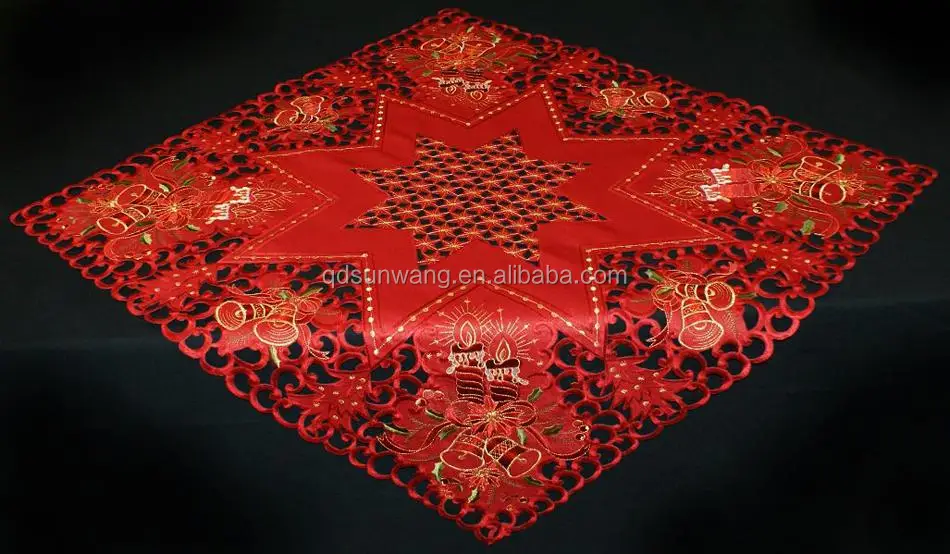 Рождественская настольная подсвечник из красной ткани с вышивкой и резаком