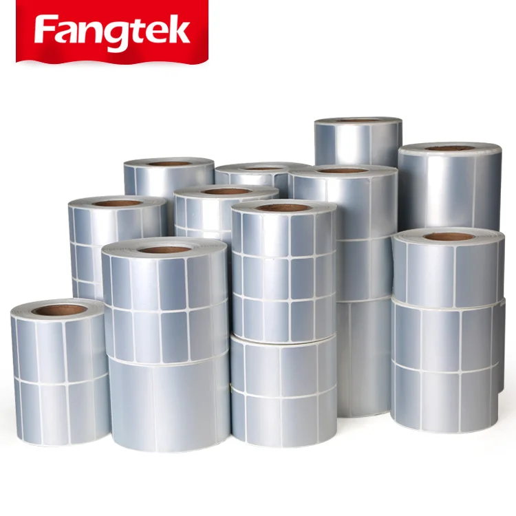 Hard to scratch metallised pet silver barcode pvc label sticker 60x40mm