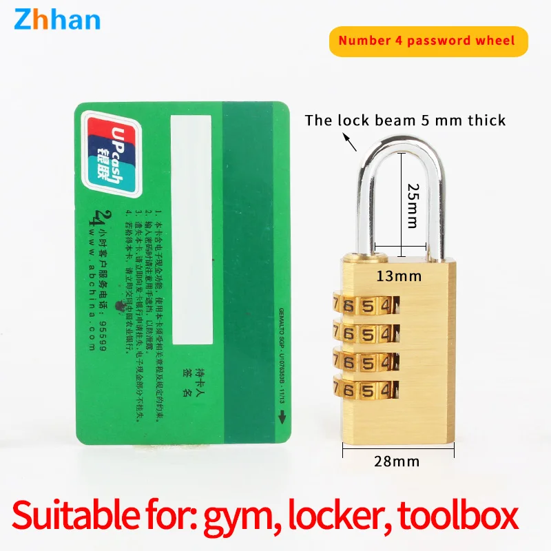 Hot sales 4 Digit Number Code combination mini brass padlock Security Luggage bag padlock for Travel Home