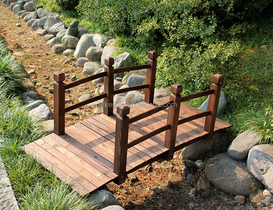 Wooden Garden Bridge Outdoor Decorative Solid Wood Garden Pond Arch Walkway
