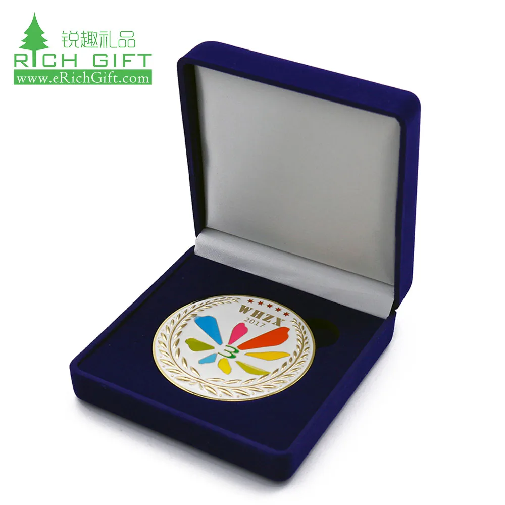 Factory price cheap custom metal printed soft enamel stamping coins commemorate souvenir coin with gift box