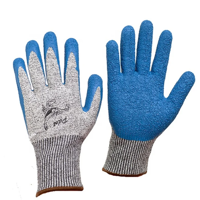 Cut Resistant HPPE Safety Crinkle Latex Gloves