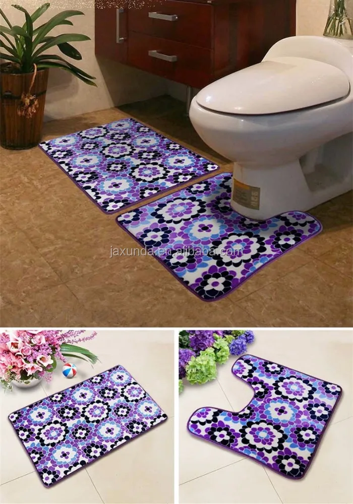 Three piece sets coral fleece bath door mat