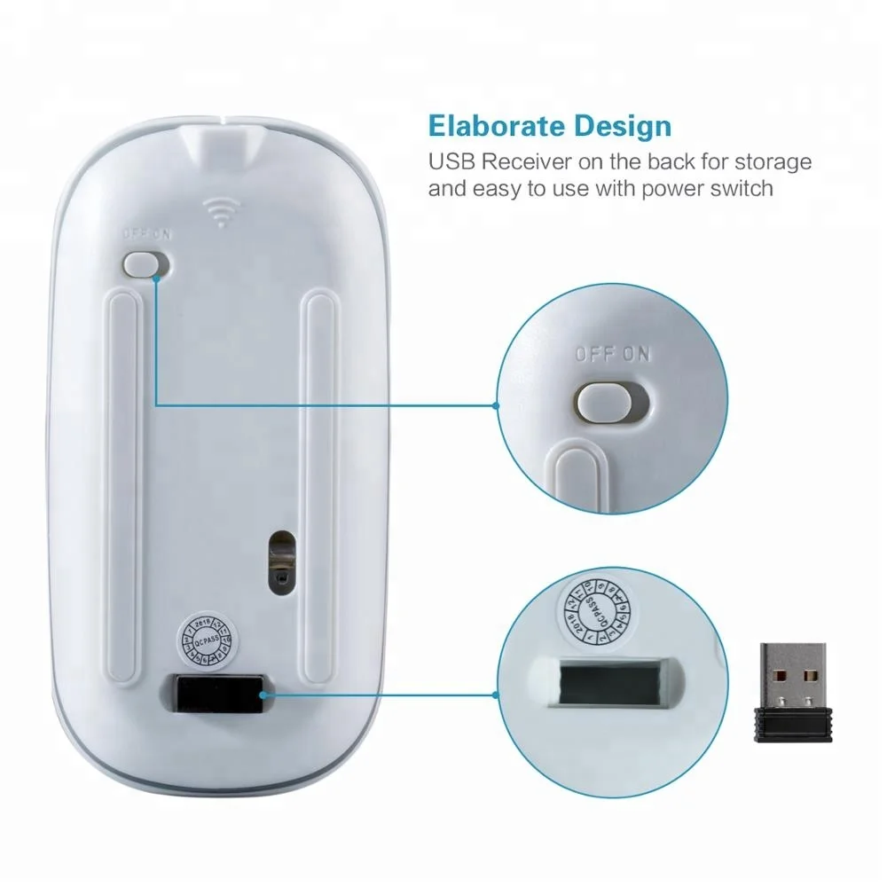 
Cheap Rechargeable Silent Wireless Mouse 1600 DPI Slim For Computer Office 