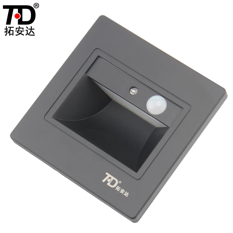 2W PIR motion Detector+ Light sensor Led Stair Light Infrared Human Body Induction Lamp Recessed Steps Ladder Wall Lamp Black