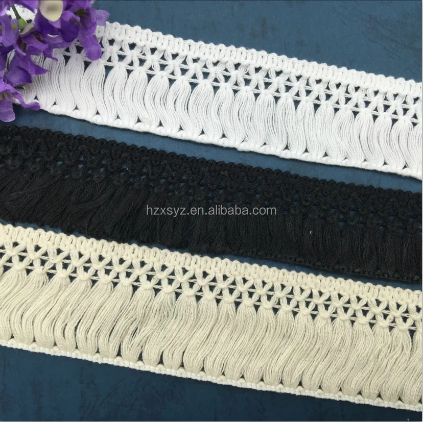 Factory customized home textile accessory wholesale garment cotton tassel fringe