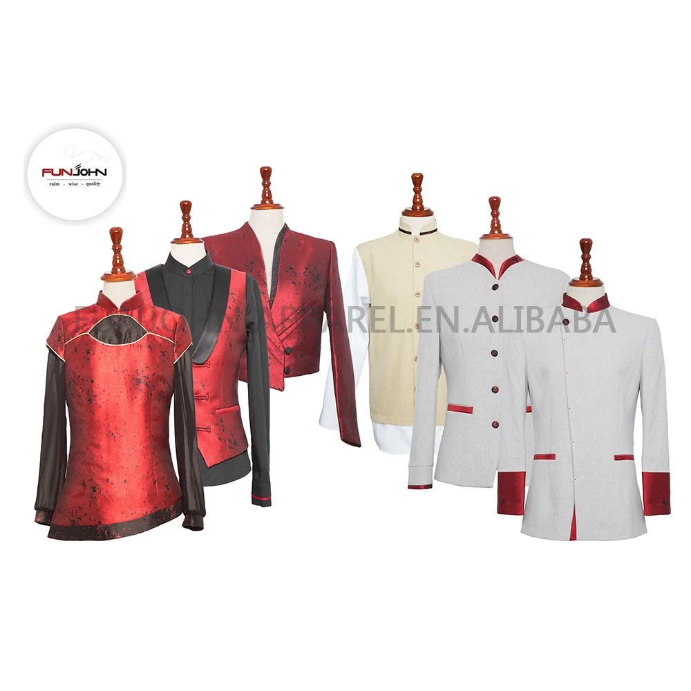 red wine uniform spa restaurant bar waitress casino uniform set for food & beverage casino department