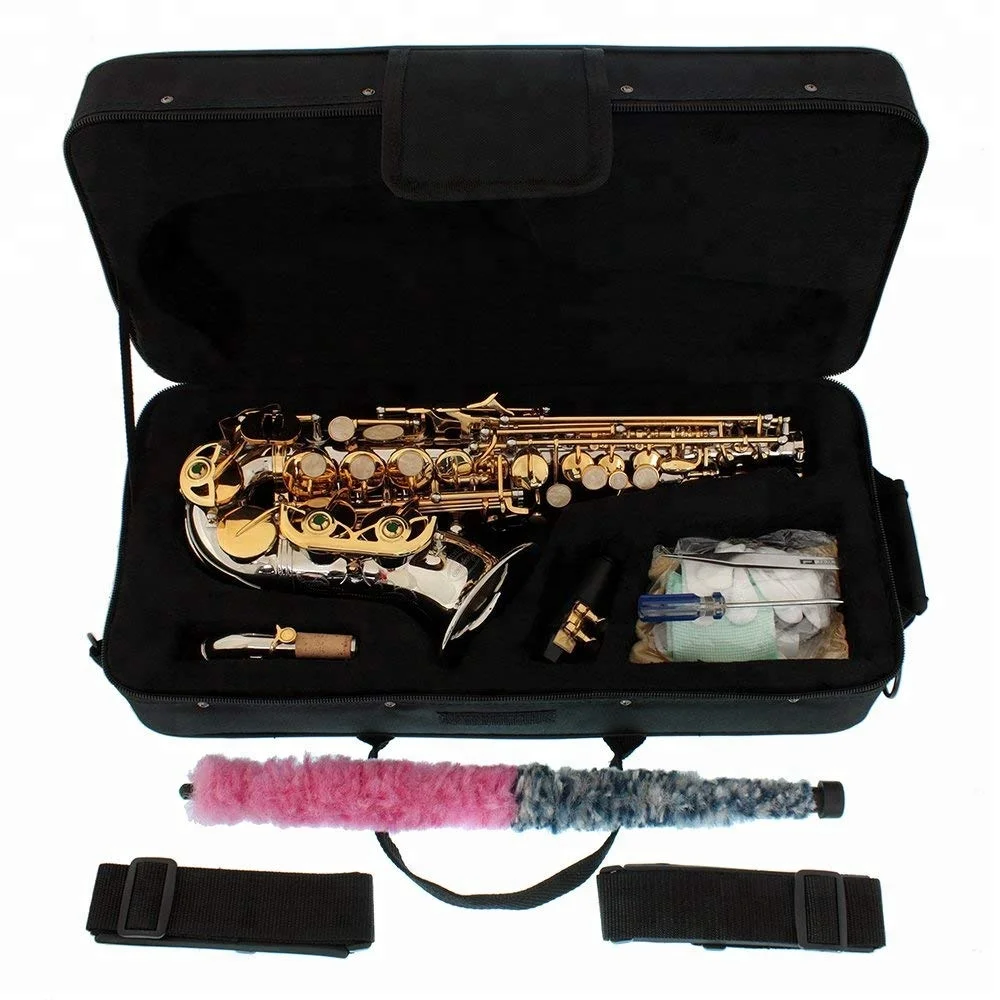 
Nickel Silver Body and Gold Keys Bb Saxophone Soprano 
