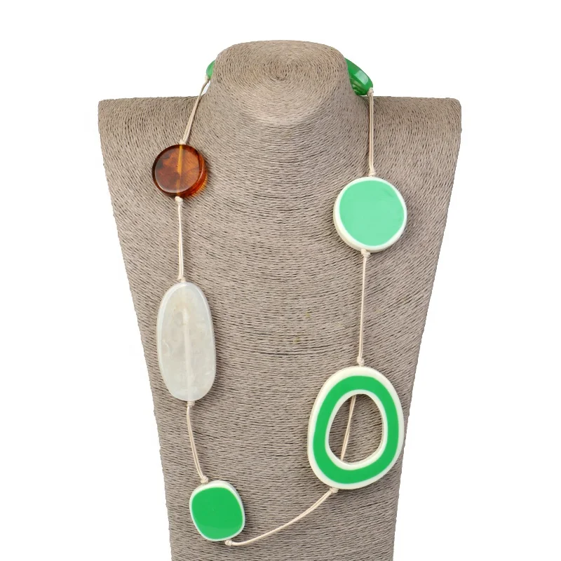 New Arrival Elegant Dye Colour Beads Resin Necklace Multi Layer Colour beads Resin Necklace