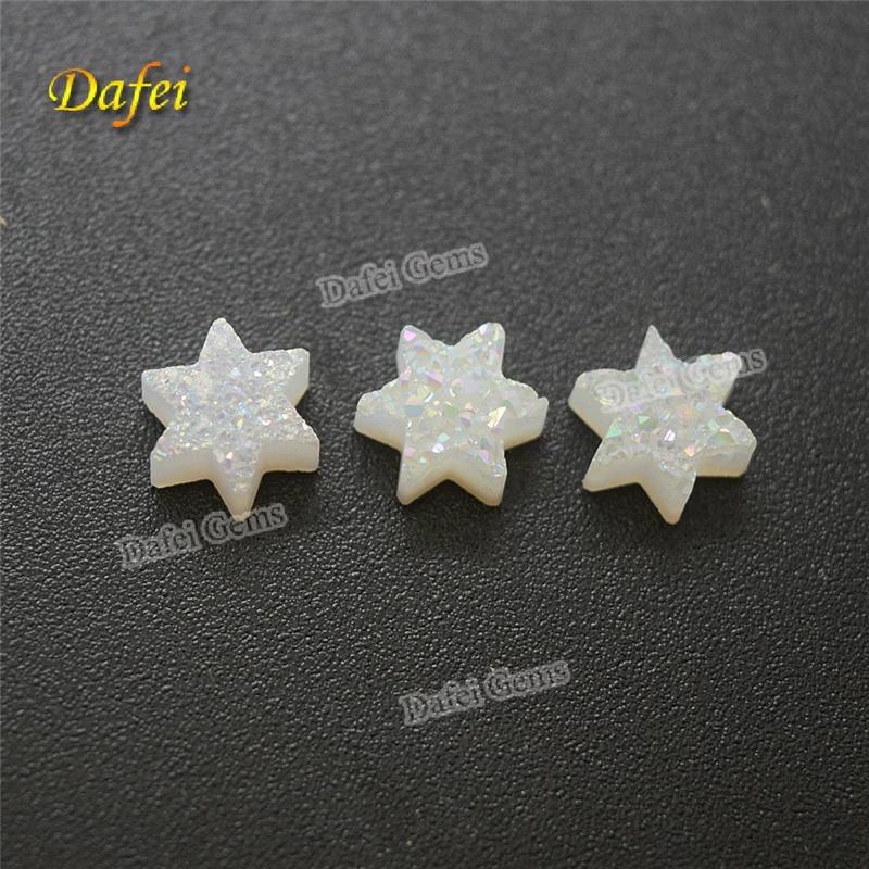 Wholesale Opal White David Star Natural Drusy For Jewelry