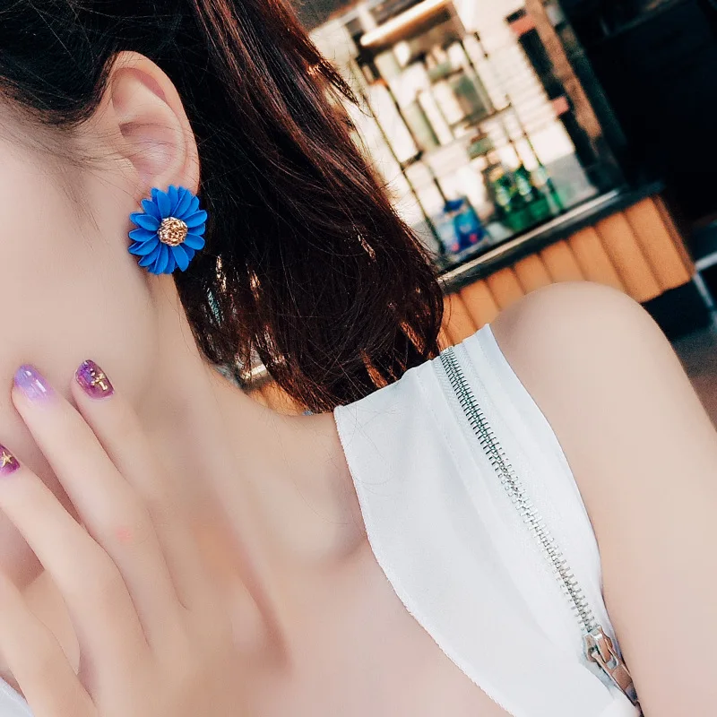 Barlaycs 2021 New Arrival wholesale Fashion Sweet Plastic Flower Stud Earrings for Women Jewelry Wedding Party