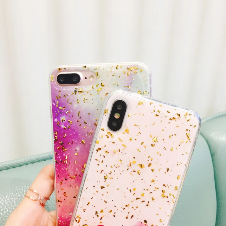 New design Marble design Gold foil crystal epoxy phone case silk printing case for iphone xs max